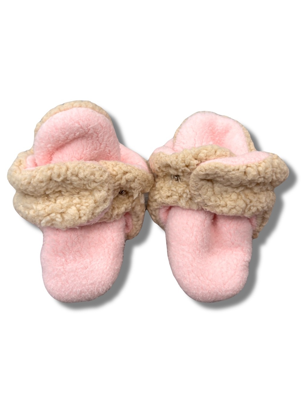 Zutano Pink & Beige Fleece Lined Snap Baby
Bootie Slippers Size 6M
